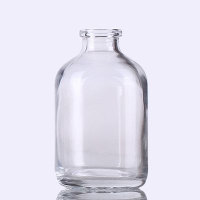 50 ml Un flaconcino di vetro trasparente stampato USP tipo II con collo di 20 mm